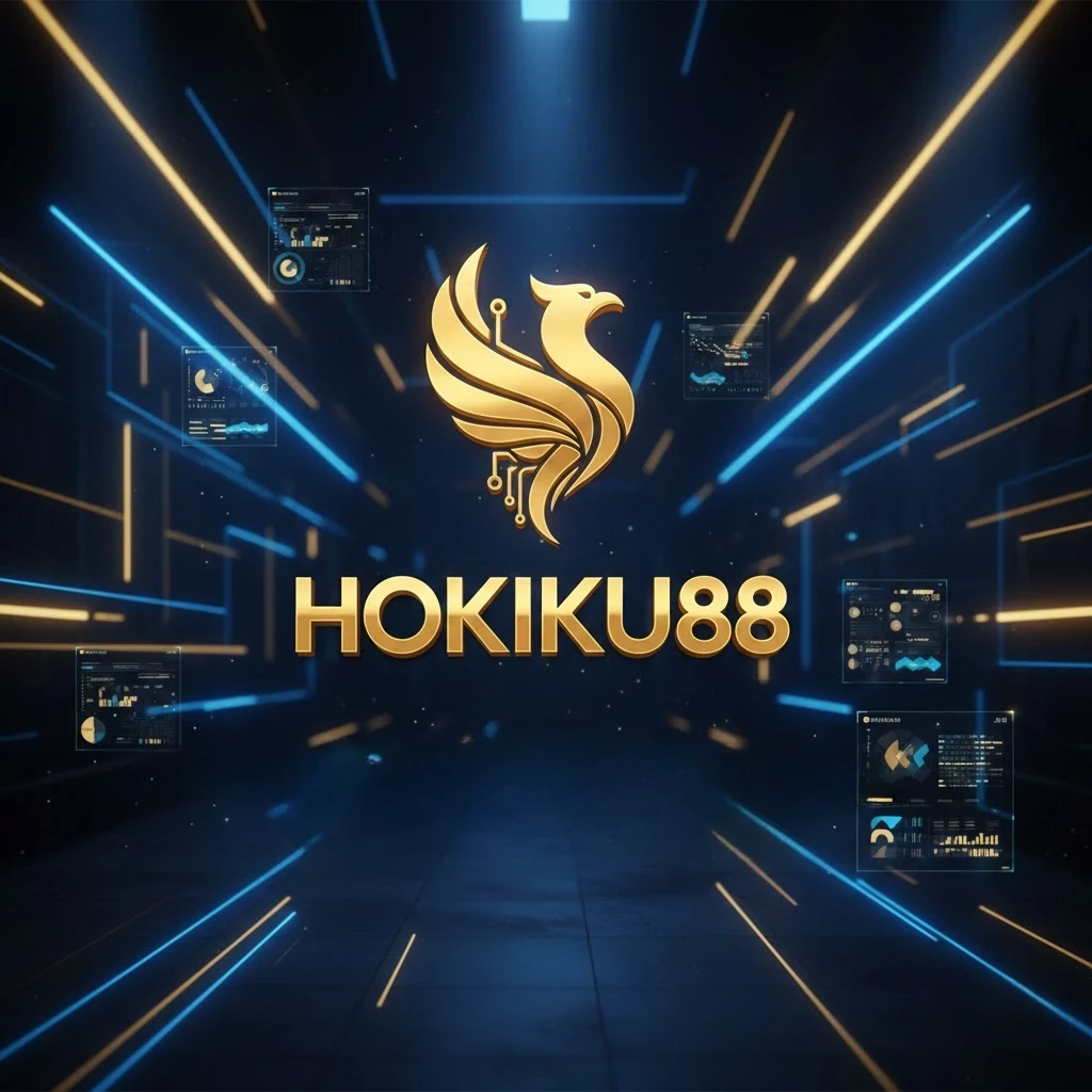 Banner resmi Hokiku88 link alternatif terbaru 2025 dengan logo emas profesional.
