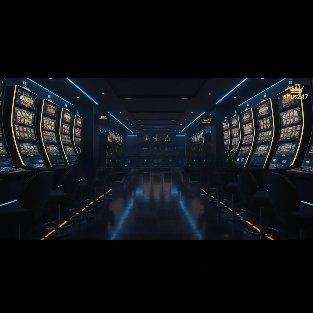 Banner situs247 agen slot terlengkap dan terpercaya dengan deretan mesin slot modern dan logo emas elegan