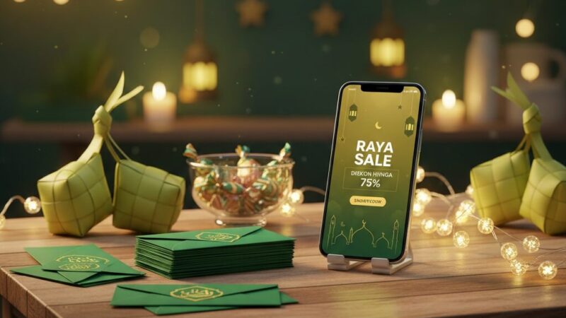 Ilustrasi promo hari raya dan amplop THR tambahan bertema Hokiku88